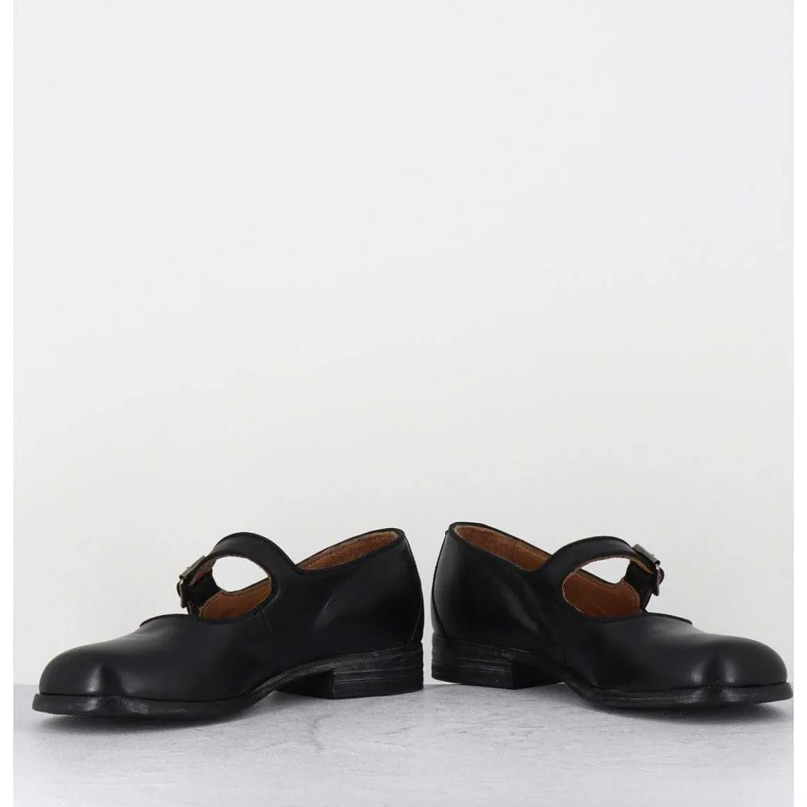 Babies En Cuir Noir Ligne Japonisante - 45403L Cris Nero