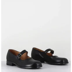 Babies En Cuir Noir Ligne Japonisante - 45403L Cris Nero