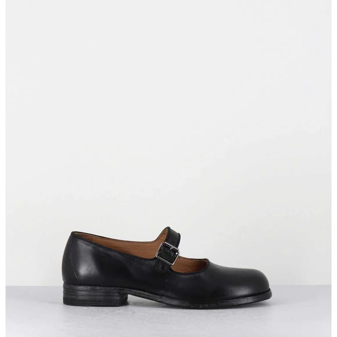 Babies En Cuir Noir Ligne Japonisante - 45403L Cris Nero