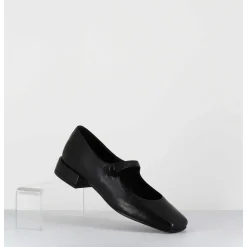 Babies En Cuir Souple Noir Bout Carre - Jane Black Cowhide