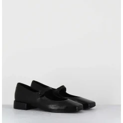 Babies En Cuir Souple Noir Bout Carre - Jane Black Cowhide