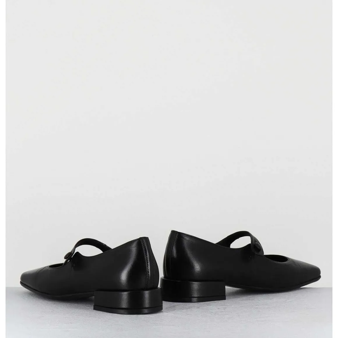 Babies En Cuir Souple Noir Bout Carre - Jane Black Cowhide