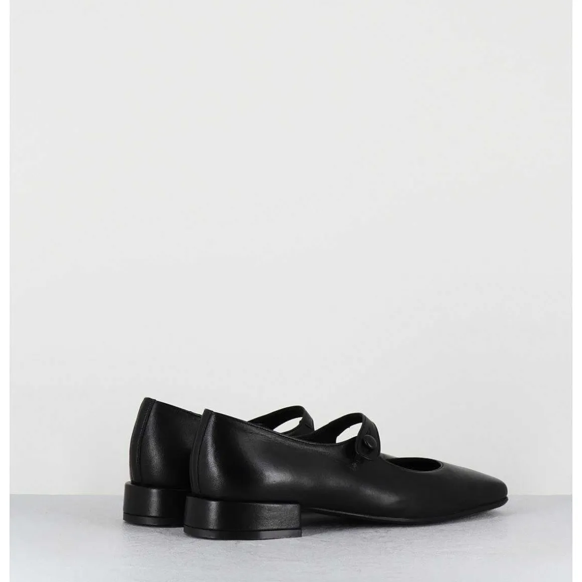 Babies En Cuir Souple Noir Bout Carre - Jane Black Cowhide