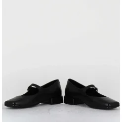 Babies En Cuir Souple Noir Bout Carre - Jane Black Cowhide
