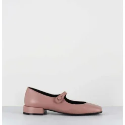 Babies En Cuir Souple Rose Poudre A Bout Carre - Jane Natural Cowhide