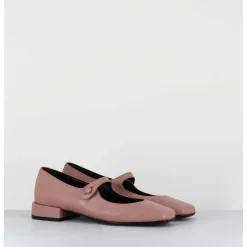 Babies En Cuir Souple Rose Poudre A Bout Carre - Jane Natural Cowhide