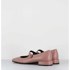 Babies En Cuir Souple Rose Poudre A Bout Carre - Jane Natural Cowhide