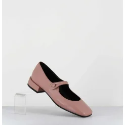 Babies En Cuir Souple Rose Poudre A Bout Carre - Jane Natural Cowhide