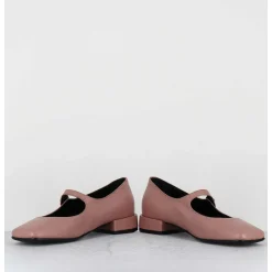 Babies En Cuir Souple Rose Poudre A Bout Carre - Jane Natural Cowhide
