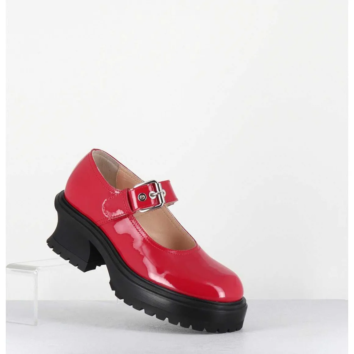 Babies En Cuir Vernis Rouge 90S - Caro Bebe Cerise