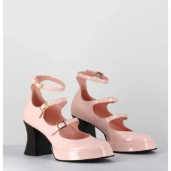 Babies Multi-Brides A Plateforme En Cuir Vernis Rose Poudre - Galan Vernice Rosa