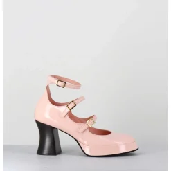 Babies Multi-Brides A Plateforme En Cuir Vernis Rose Poudre - Galan Vernice Rosa