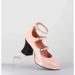 Babies Multi-Brides A Plateforme En Cuir Vernis Rose Poudre - Galan Vernice Rosa