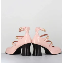 Babies Multi-Brides A Plateforme En Cuir Vernis Rose Poudre - Galan Vernice Rosa