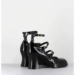 Babies Multi-Brides A Plateforme En Cuir Vernis Noir - Galan Vernice Nero