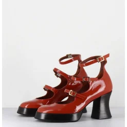 Babies Multi-Brides A Plateforme En Cuir Vernis Brique - Galan Vernice Rust