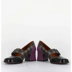 Babies Petit Talon Cuir Imprime Tartan Multi - Meyko Scotch Negro