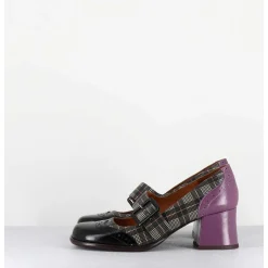 Babies Petit Talon Cuir Imprime Tartan Multi - Meyko Scotch Negro