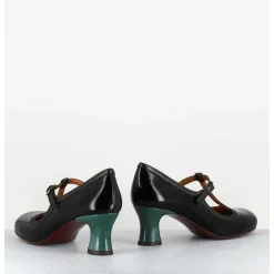 Babies Petit Talon En Cuir Effet Vernis Noir - Mylka Maserati Negro