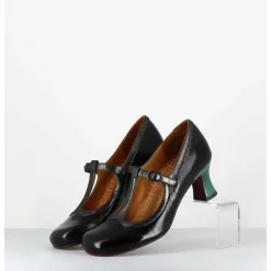 Babies Petit Talon En Cuir Effet Vernis Noir - Mylka Maserati Negro
