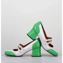 Babies Petit Talon Look Vintage Vernis Blanc & Vert - Maime44 Ferrari Blanco
