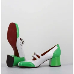Babies Petit Talon Look Vintage Vernis Blanc & Vert - Maime44 Ferrari Blanco