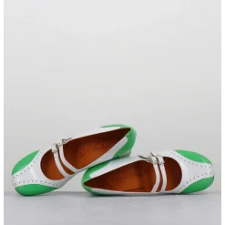 Babies Petit Talon Look Vintage Vernis Blanc & Vert - Maime44 Ferrari Blanco