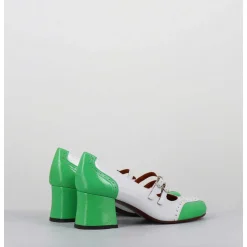 Babies Petit Talon Look Vintage Vernis Blanc & Vert - Maime44 Ferrari Blanco