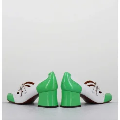 Babies Petit Talon Look Vintage Vernis Blanc & Vert - Maime44 Ferrari Blanco