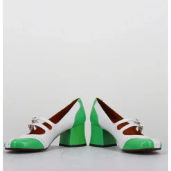 Babies Petit Talon Look Vintage Vernis Blanc & Vert - Maime44 Ferrari Blanco