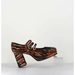Babies Plateformes En Cuir Velours Tigre - Pigalle Tigre