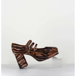 Babies Plateformes En Cuir Velours Tigre - Pigalle Tigre