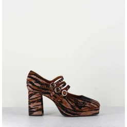 Babies Plateformes En Cuir Velours Tigre - Pigalle Tigre