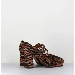 Babies Plateformes En Cuir Velours Tigre - Pigalle Tigre
