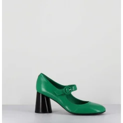 Babies Retro A Talon En Cuir Vert & Noir - Ace22 Glaze Mela