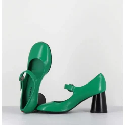 Babies Retro A Talon En Cuir Vert & Noir - Ace22 Glaze Mela