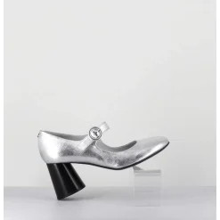 Babies Retro A Talon En Cuir Argente - Ace22 Metal Argento