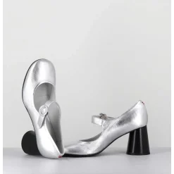Babies Retro A Talon En Cuir Argente - Ace22 Metal Argento