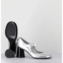 Babies Retro A Talon En Cuir Argente - Ace22 Metal Argento