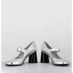 Babies Retro A Talon En Cuir Argente - Ace22 Metal Argento