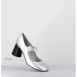 Babies Retro A Talon En Cuir Argente - Ace22 Metal Argento