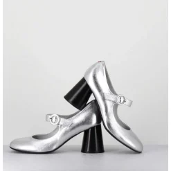Babies Retro A Talon En Cuir Argente - Ace22 Metal Argento