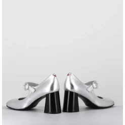 Babies Retro A Talon En Cuir Argente - Ace22 Metal Argento