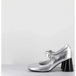 Babies Retro A Talon En Cuir Argente - Ace22 Metal Argento