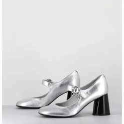Babies Retro A Talon En Cuir Argente - Ace22 Metal Argento