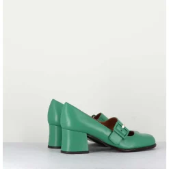 Babies Retro En Cuir Vert Petit Talon - Miko Green