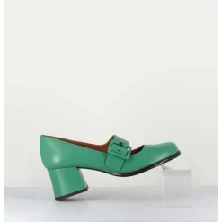 Babies Retro En Cuir Vert Petit Talon - Miko Green