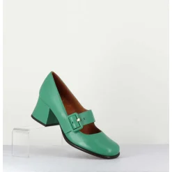 Babies Retro En Cuir Vert Petit Talon - Miko Green