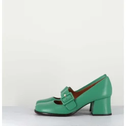 Babies Retro En Cuir Vert Petit Talon - Miko Green
