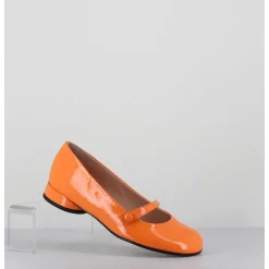 Babies 60S Petit Talon En Cuir Vernis Orange - Masai Cindy Albicocca